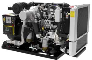 30,000-watt diesel generator with an open design, showcasing advanced components for mobile medical applications, highlighting PowerTech's focus on reliable power solutions.